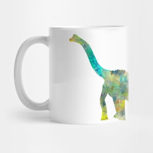 Dinosaur Watercolor Painting Yellow Green Turquoise Mug